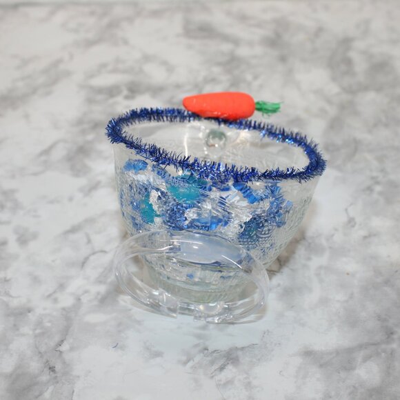 HAND CRAFTED Blue Bunny Rabbit Spring Decor Ornament Upcycled Cup Pastel Easter - Picture 5 of 12